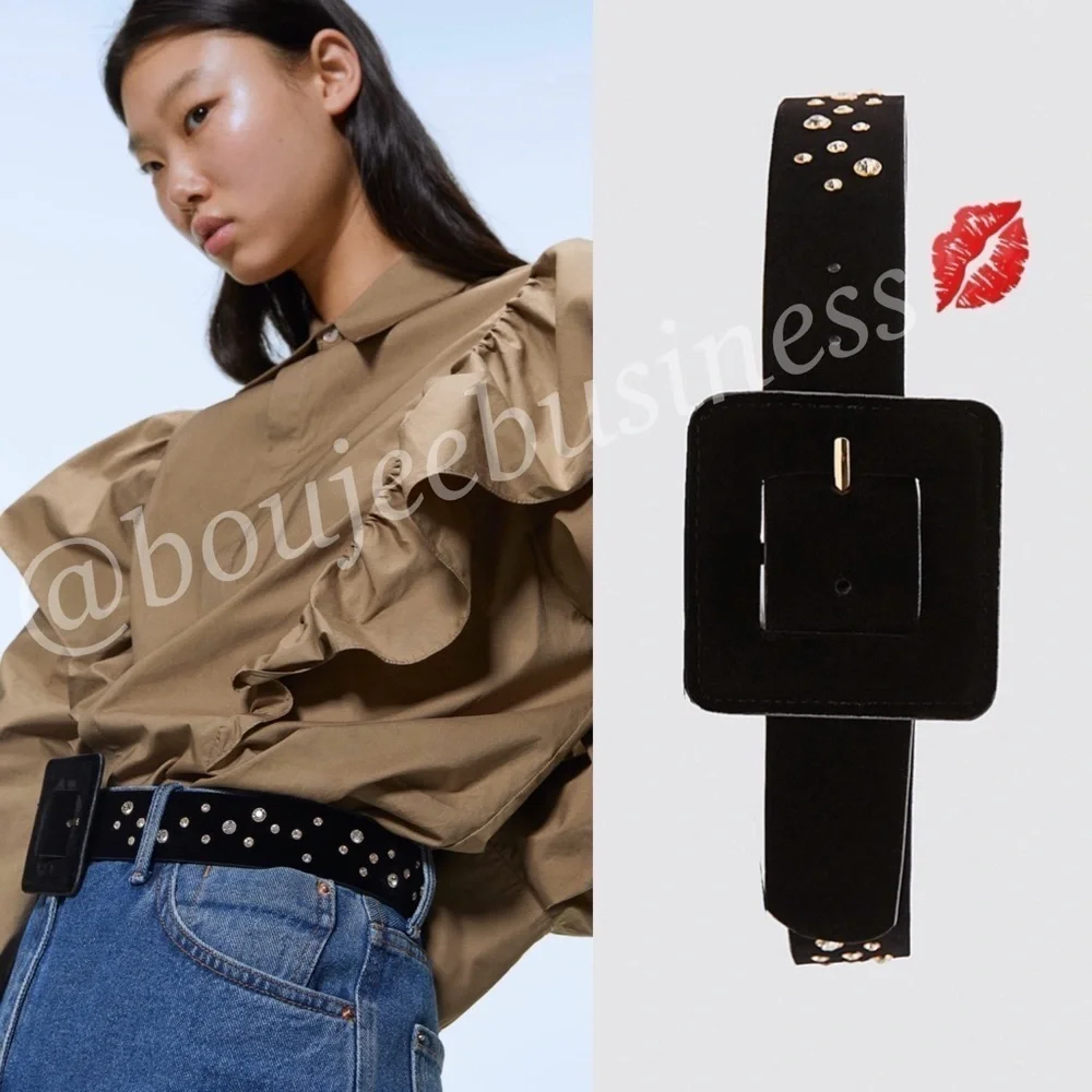 ZARA BNWT Velvet Belt with Gems